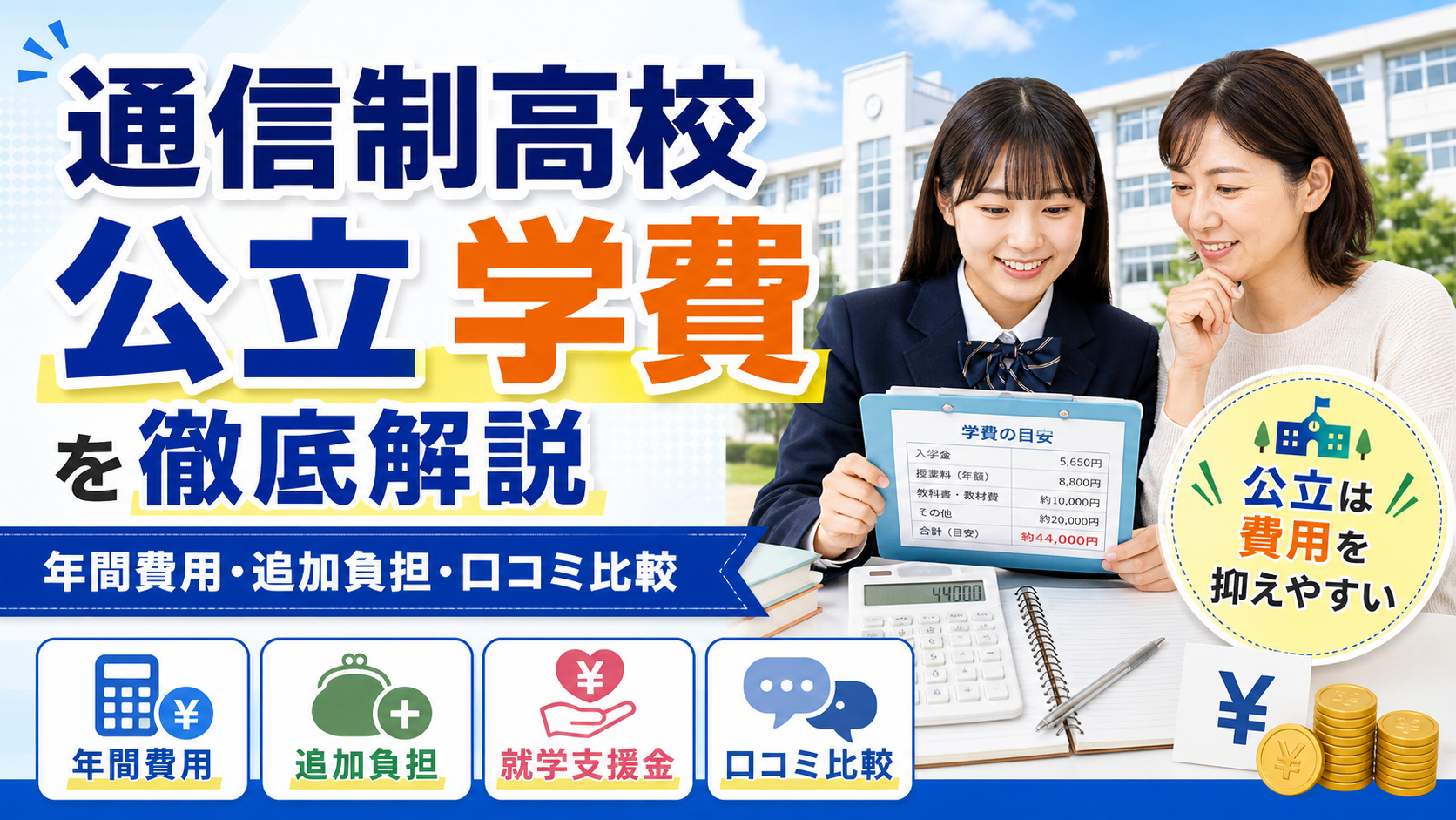 通信制高校 公立 学費を徹底解説｜年間費用・追加負担・口コミ比較