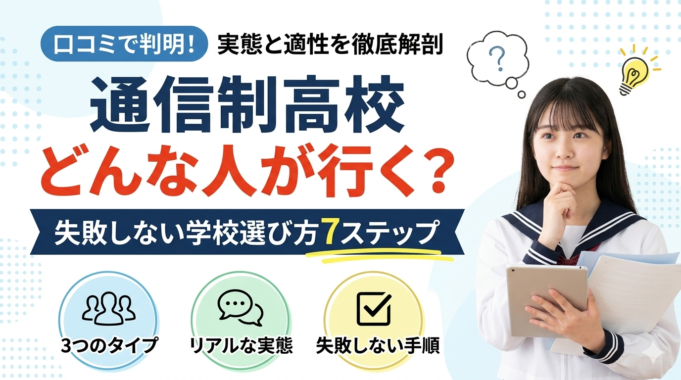 通信制高校 どんな人が行く？口コミで見えた実態と失敗しない選び方7ステップ